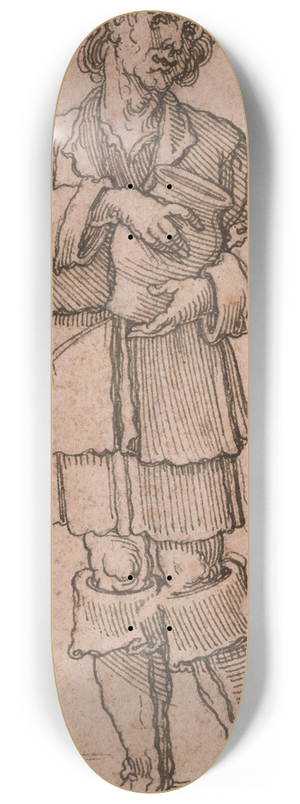 Sebald Beham - A Young Peasant Holding a Jar 8.25 inch art skate deck
