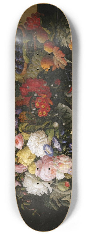Severin Roesen - Still Life; Flowers and Fruit 8.25 inch art skate deck