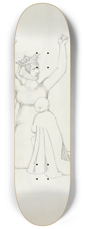 John Flaxman - Mrs. Siddons kneeling with arms raised over her head, hands are curled into fist 8.25 inch art skate deck