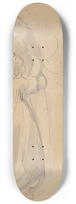 John Flaxman - Sheet of Studies with Female Figure Kneeling and Embracing Standing Figure 8.25 inch art skate deck John Flaxman - Sheet of Studies with Female Figure Kneeling and Embracing Standing Figure 8.25 inch art skate deck