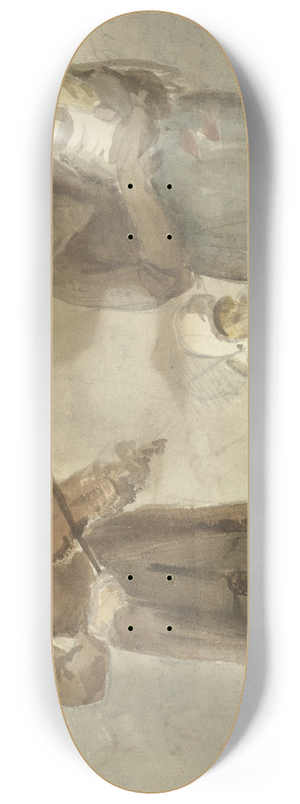 Simon Andreas Krausz - Straatmuzikant met vrouw en kinderen 8.25 inch art skate deck