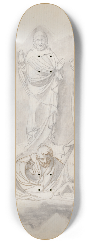 John Flaxman - The Transfiguration, from Lorenzo Ghibertis Baptistery Doors, Florence 8.25 inch art skate deck
