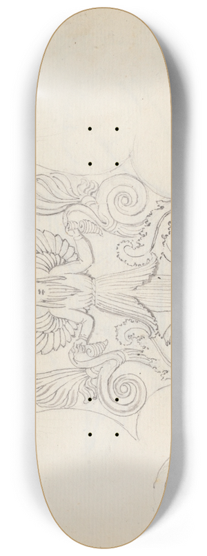 John Flaxman - Two Studies, the Throne of Gregory the Great, Church of San Gregorio Magno, Rome 8.25 inch art skate deck John Flaxman - Two Studies, the Throne of Gregory the Great, Church of San Gregorio Magno, Rome 8.25 inch art skate deck