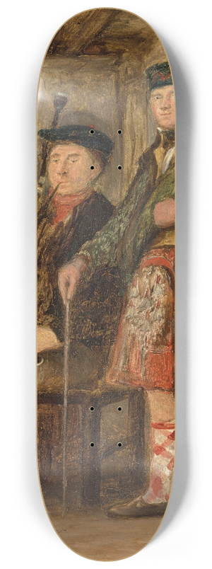 Sir David Wilkie - A highland interior with a bagpipe player 8.25 inch art skate deck