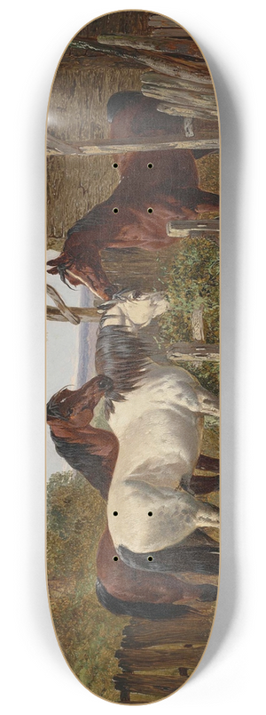 John Frederick Herring Jr. - Horses and ducks in a farmyard 8.25 inch art skate deck