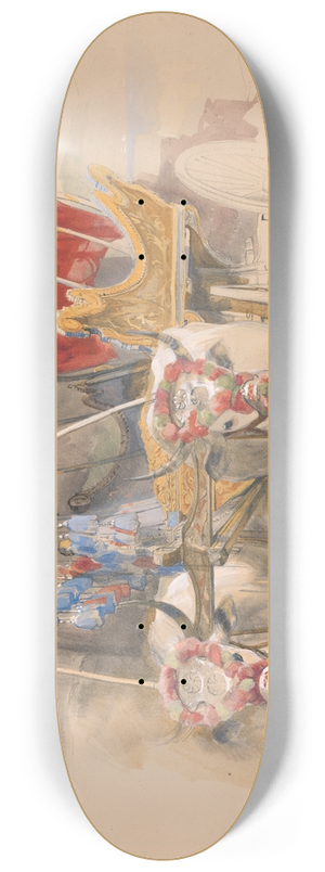John Frederick Lewis - A Turkish Araba Drawn by Two White Oxen, Constantinople 8.25 inch art skate deck
