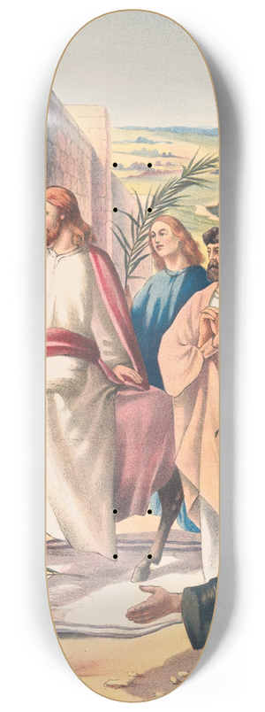 Stecher Litho. Co - Jesus riding into Jerusalem 8.25 inch art skate deck