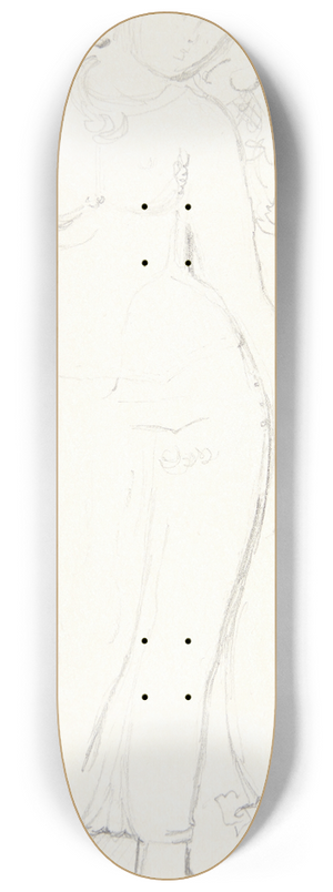 Svend Rathsack - Stende kvinde Studieblad efter relieffer i Borobudur, Java 8.25 inch art skate deck