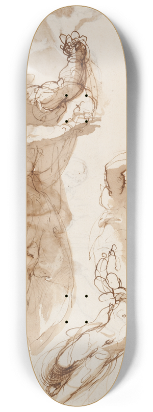 Taddeo Zuccari - Studien zu einem sitzenden Propheten oder Evangelisten und zu Engeln 8.25 inch art skate deck