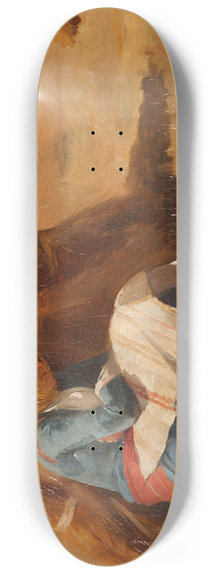 Theodoros Ralli - Resting by a haystack 8.25 inch art skate deck