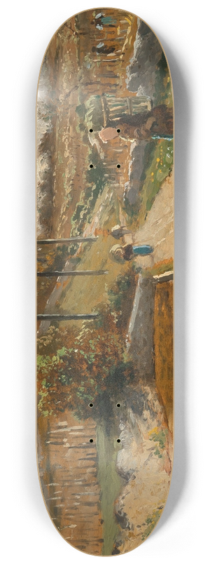 Theodor Von Hrmann - Workers in a Vineyard, Samois 8.25 inch art skate deck