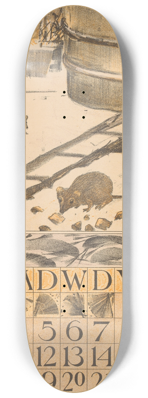 Theo van Hoytema - Kalenderblad december met muizen in de sneeuw 8.25 inch art skate deck