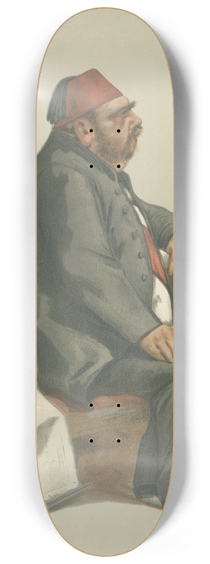 Thobald Chartran - Vanity Fair; Royalty; The Ex-Khedive, His Highness Ismail Pacha, May 7, 1881 8.25 inch art skate deck