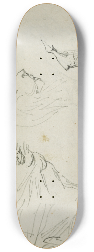 Thodore Gricault - Seated lion, two lion head studies 8.25 inch art skate deck