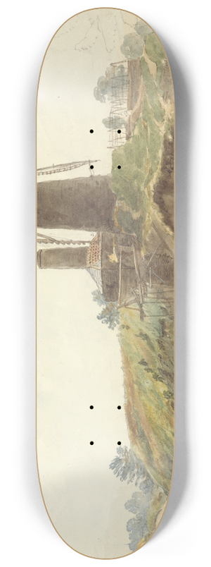 Thomas Creswick - Landscape with Windmill 8.25 inch art skate deck