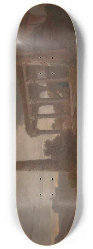 Thomas Daniell - Indian Landscape with Temple Ruins 8.25 inch art skate deck