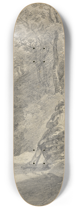 Thomas Gainsborough - Wooded landscape with figures 8.25 inch art skate deck