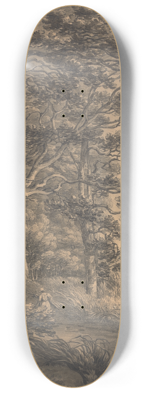 Thomas Hearne - River Landscape with Figures 8.25 inch art skate deck
