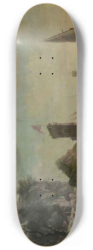 Thomas Patch - A Mediterranean seaport with fisherfolk in the foreground 8.25 inch art skate deck
