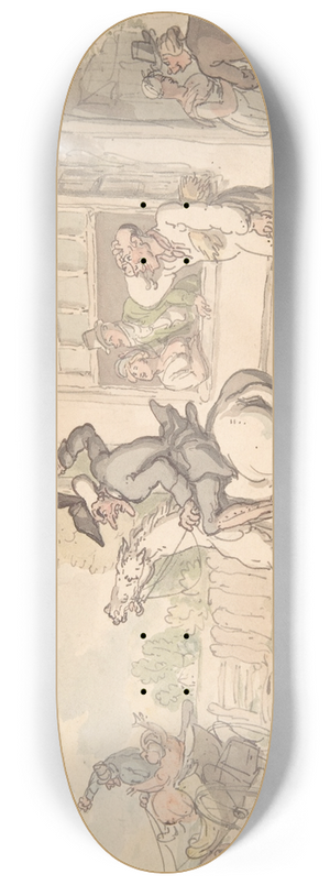 Thomas Rowlandson - Dr. Syntax with a Balky Horse Before an Inn 8.25 inch art skate deck