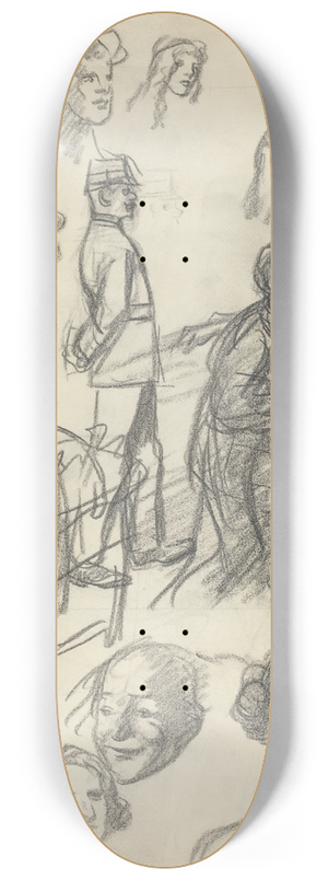 Thophile Alexandre Steinlen - Sketches for Lovers on a Bench 8.25 inch art skate deck