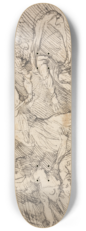 John Hamilton Mortimer - Two Men Fighting Before a Woman 8.25 inch art skate deck