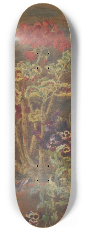 John Henry Hipsley - Geraniums and pansies 8.25 inch art skate deck