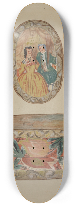 American 20th Century - Pa. German Brides Box 8.25 inch art skate deck