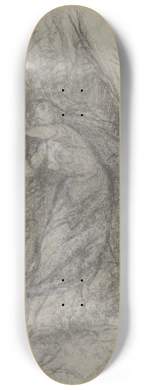 Victor Mller - Eine junge Frau im Walde, eine Axt schwingend 8.25 inch art skate deck