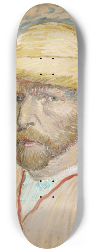 Vincent van Gogh - Self-portrait with straw hat 8.25 inch art skate deck
