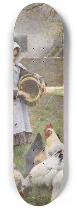 Walter Frederick Osborne - Feeding The Chickens 8.25 inch art skate deck