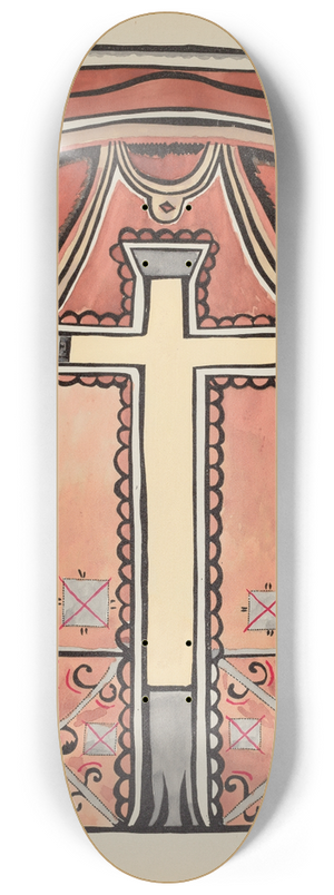 American 20th Century - Plate 13  Design with Cross  From Portfolio Spanish Colonial Designs of New Mexico 8.25 inch art skate deck