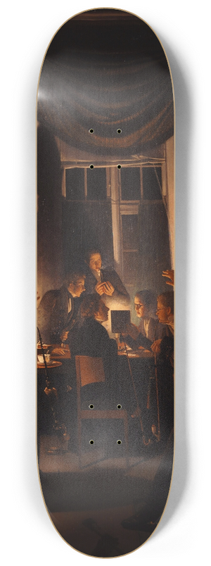 Wilhelm Bendz - A Smoking Party 8.25 inch art skate deck