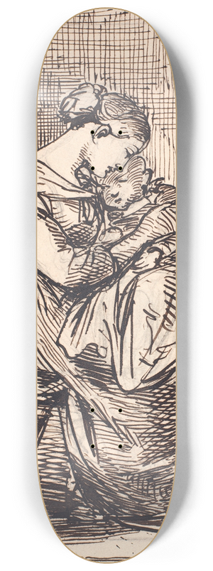 Wilhelm Marstrand - Moder med sovende barn p skdet i sovekammer 8.25 inch art skate deck