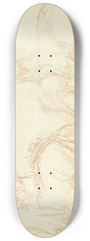 Wilhelm Rietschel - Two riding young men 8.25 inch art skate deck