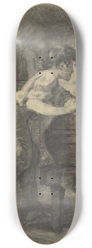 Wilhelm Trbner - Ein junger Schreiner hobelt in der Werkstatt an einem Sarg 8.25 inch art skate deck