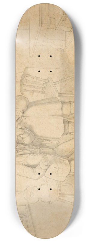 Wilhelm Trbner - In der Wirtsstube (Ein junger Mann wird zum Kartenspiel verfhrt) 8.25 inch art skate deck