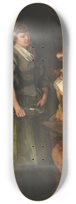 Wilhelm Trbner - Zechender Landsknecht mit Serviermdchen 8.25 inch art skate deck
