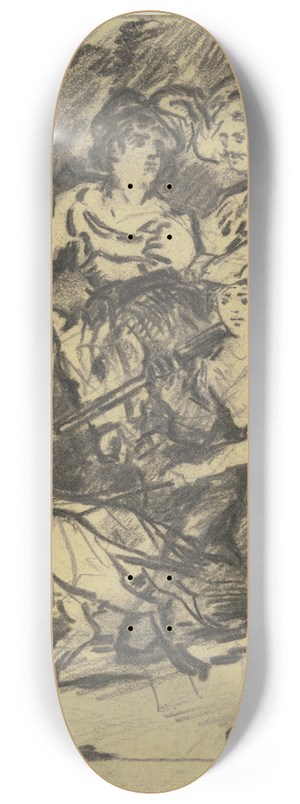 Wilhelm Trbner - Zwei Edelfrulein und ein Knappe reiten auf die Jagd, dabei Bursche und Rden 8.25 inch art skate deck