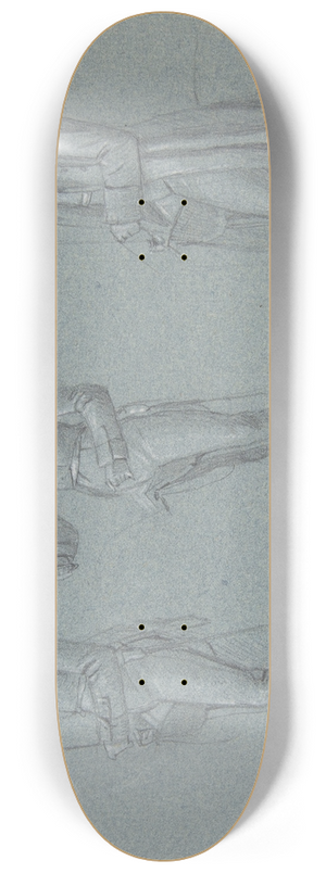 Wilhelm von Kobell - Three studies on a man on a saddle 8.25 inch art skate deck