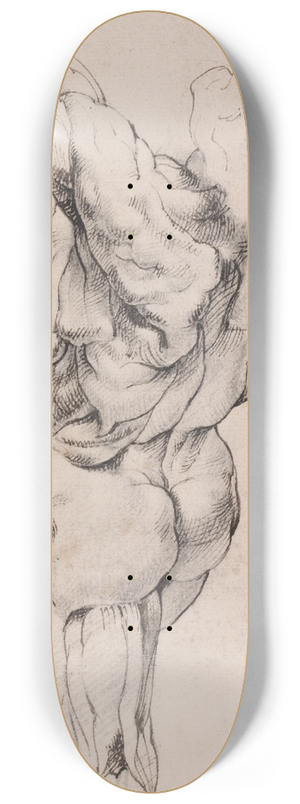 Willem Panneels - Anatomical Study (corch). Standing flayed man seen from the back half turned to the left, his left arm raised_ 8.25 inch art skate deck
