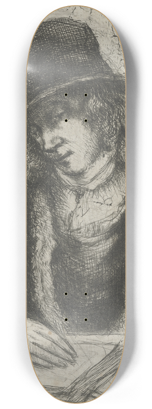 John James Chalon - Portrait of a Man with Hat 8.25 inch art skate deck