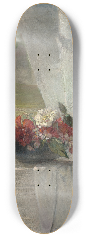 John La Farge - Flowers on a Window Ledge 8.25 inch art skate deck