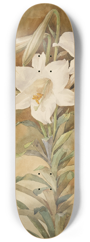 John La Farge - Still Life of Easter Lilies 8.25 inch art skate deck