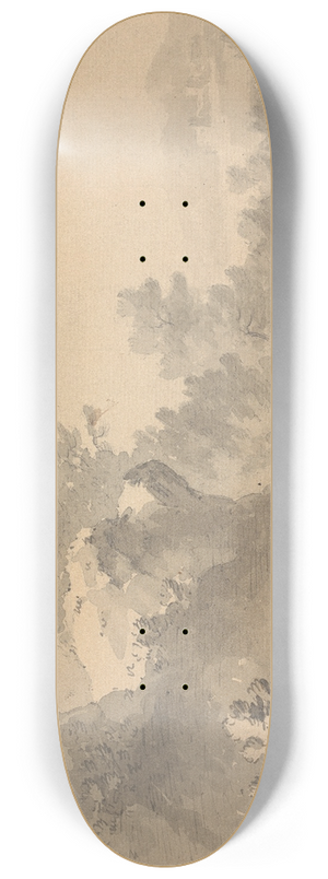 William Gilpin - River Landscape with Castle in the Distance 8.25 inch art skate deck