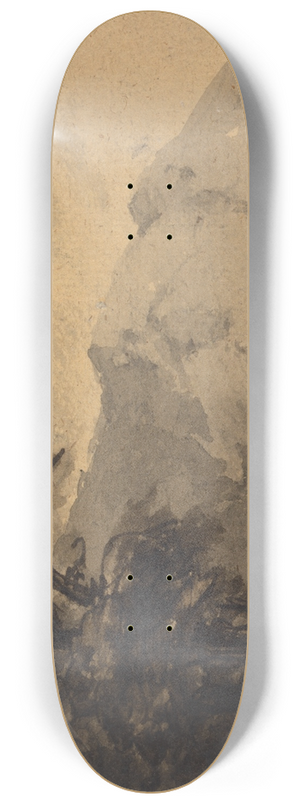 William Gilpin - Two Figures on Shore with Mountain Rising Behind 8.25 inch art skate deck