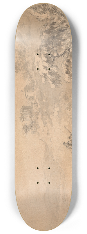 William Gilpin - Two Men in a Landscape and a Castle on a Hill 8.25 inch art skate deck