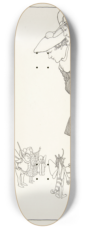 William Heath Robinson - They Heard Six Voices Calling Them Back; Two Wee Pogeys, Topsy-Turvy Tales 8.25 inch art skate deck