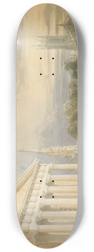William Henry Bartlett - Study for Bartletts View of Yale College andStatehouse 8.25 inch art skate deck