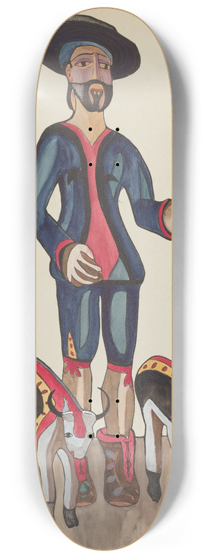 American 20th Century - Plate 30  Saint Isidore  From Portfolio Spanish Colonial Designs of New Mexico 8.25 inch art skate deck American 20th Century - Plate 30  Saint Isidore  From Portfolio Spanish Colonial Designs of New Mexico 8.25 inch art skate deck